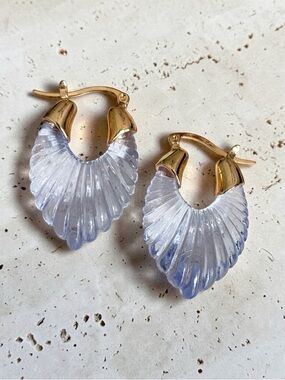 Anthropologie light blue Fan Hoop Earrings
